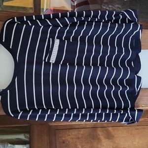 Umgee blue striped lace up back large....CUTE top